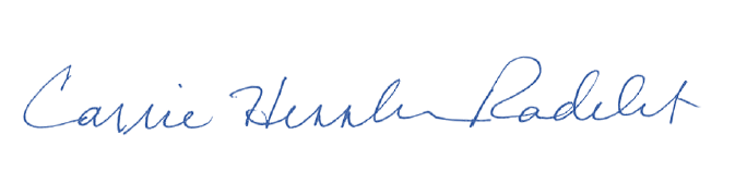 An image of Carrie Hesslre-Radelet's signature