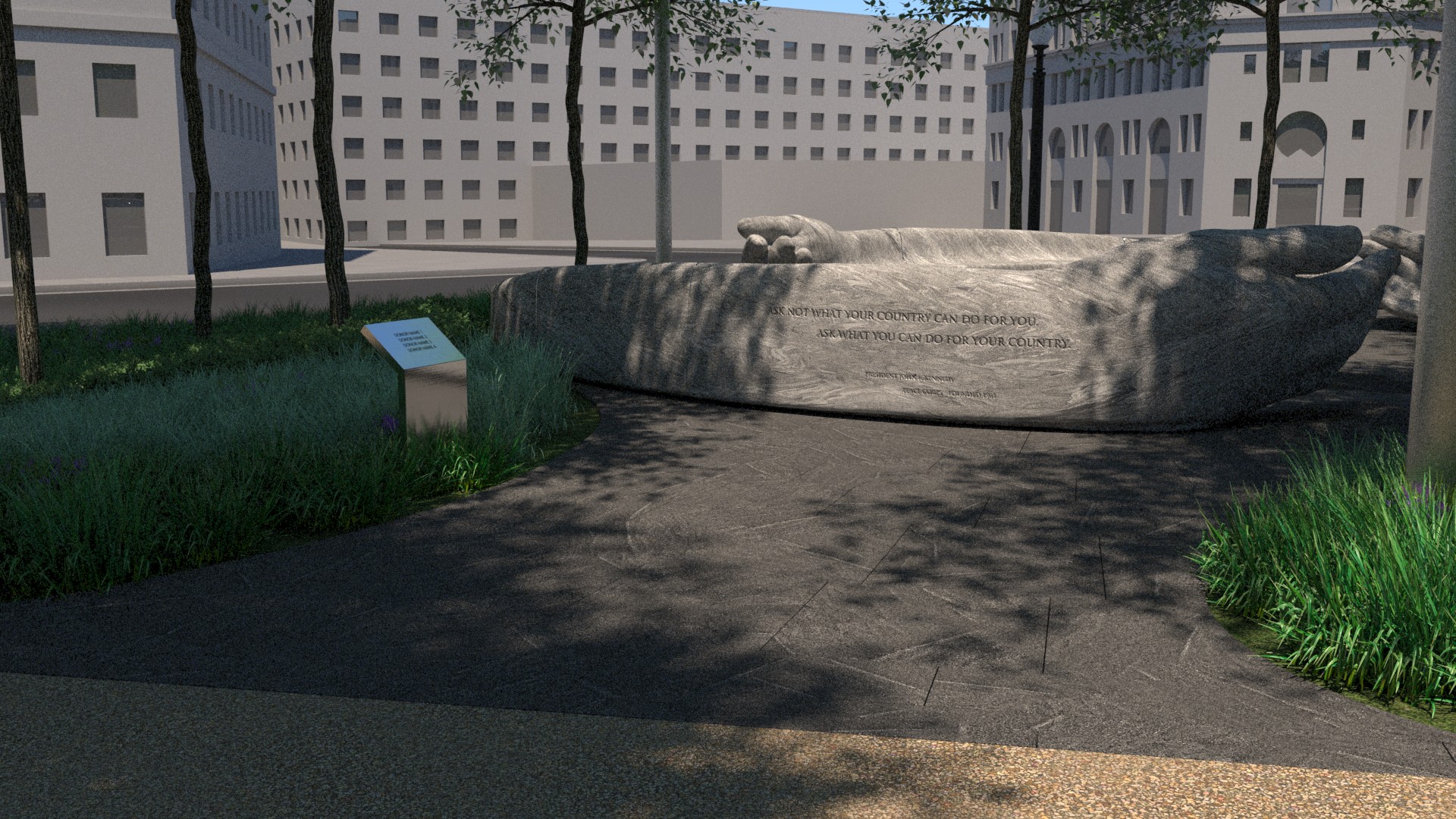 A rendering of the main entrance to Peace Corps Park